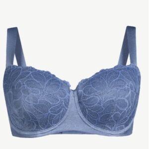 Elegant Blue Lace Underwire Bra